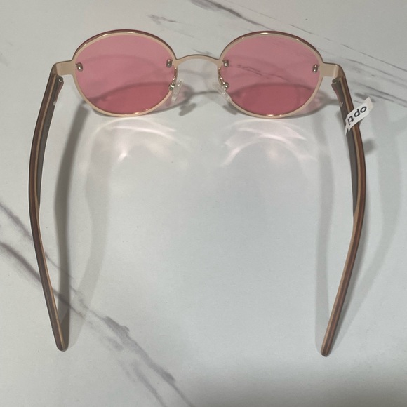 OPTI WOOD PINK TINTED ROUND FRAMES WITH INNER GOLD TRIM - Picture 7 of 9